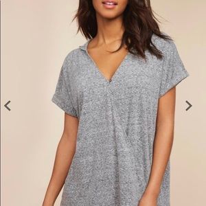 Heather Gray Hooded Short Sleeve Nursing Top
